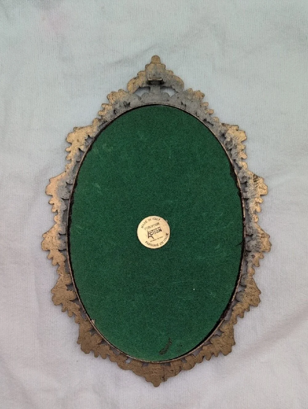 Vintage Ornate Gold Oval Decorative Frame with Pastoral Print